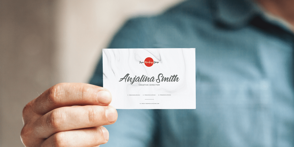 Free Man Holding in Hand Business Card