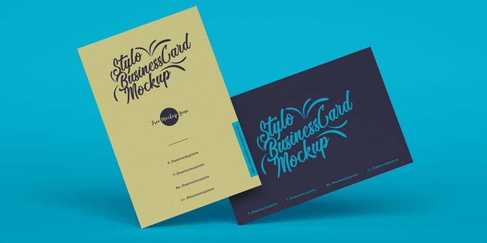 Free Stylo Business Cards Mockup PSD