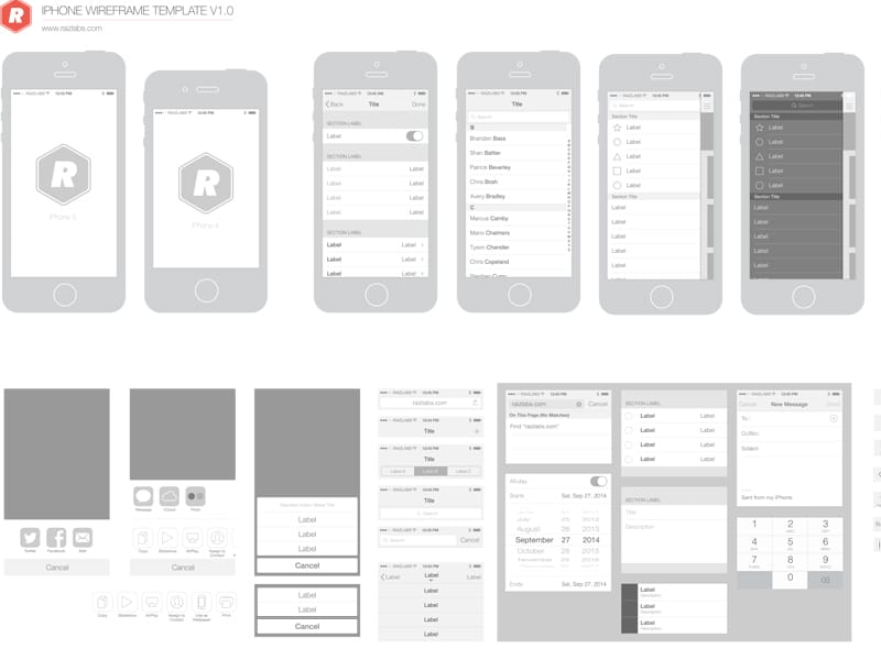 Free iPhone Vector Wireframing Toolkit