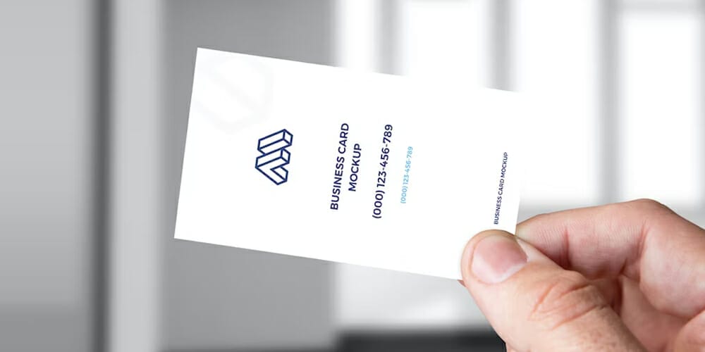Hand Holding Business Card Mockup