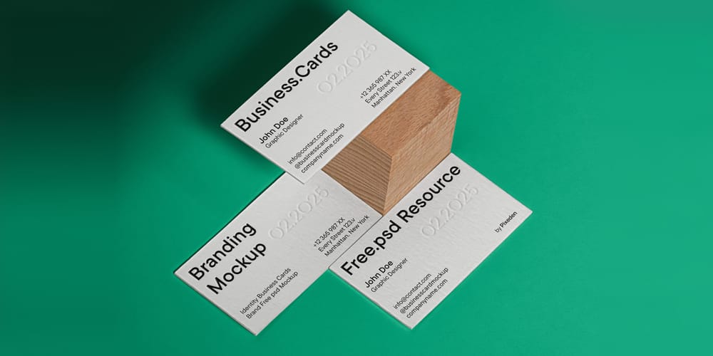 Identity Business Cards Brand Mockup PSD