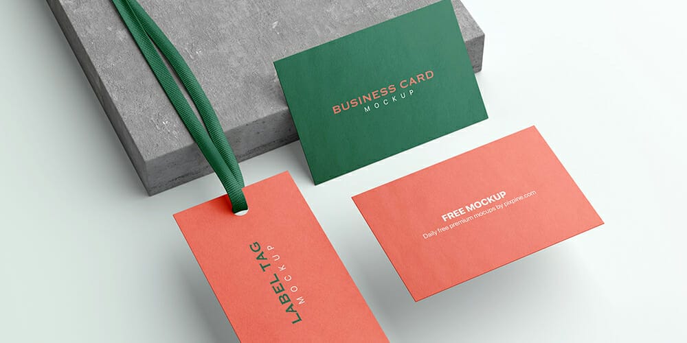 Label Tag with Business Card Mockup