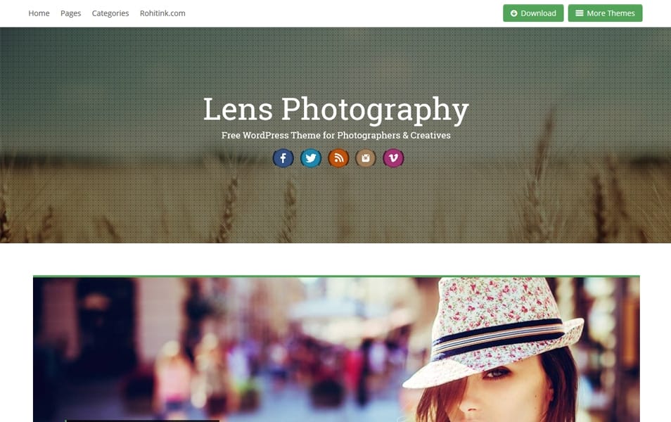 Lens Responsive Photography WordPress Theme