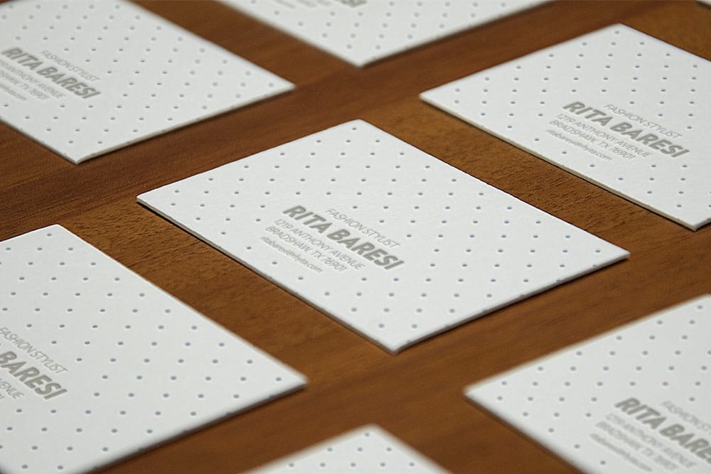 Letterpress Buisness Cards Perspective MockUp