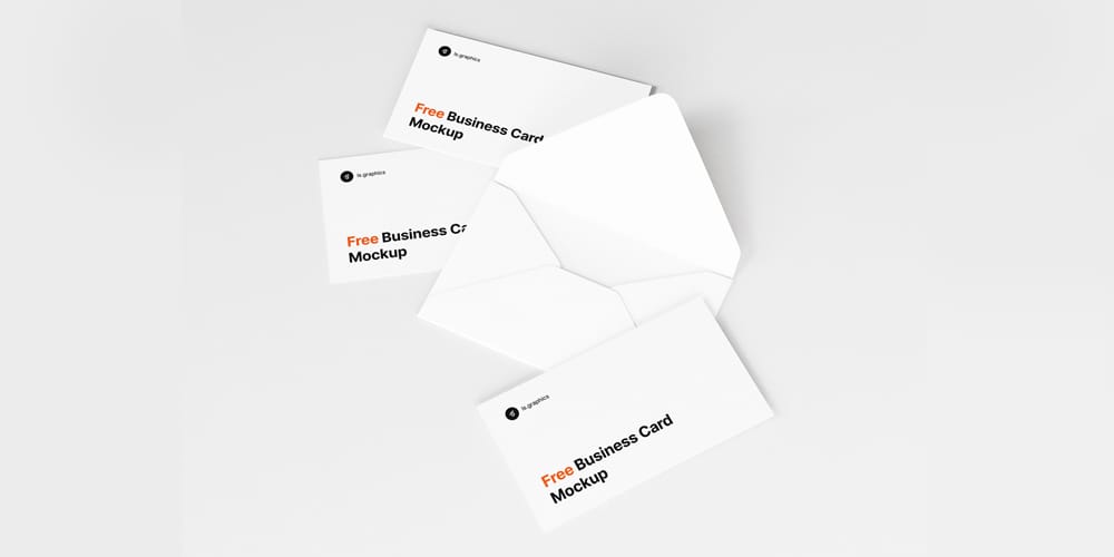 Open Envelope and Business Cards Mockup