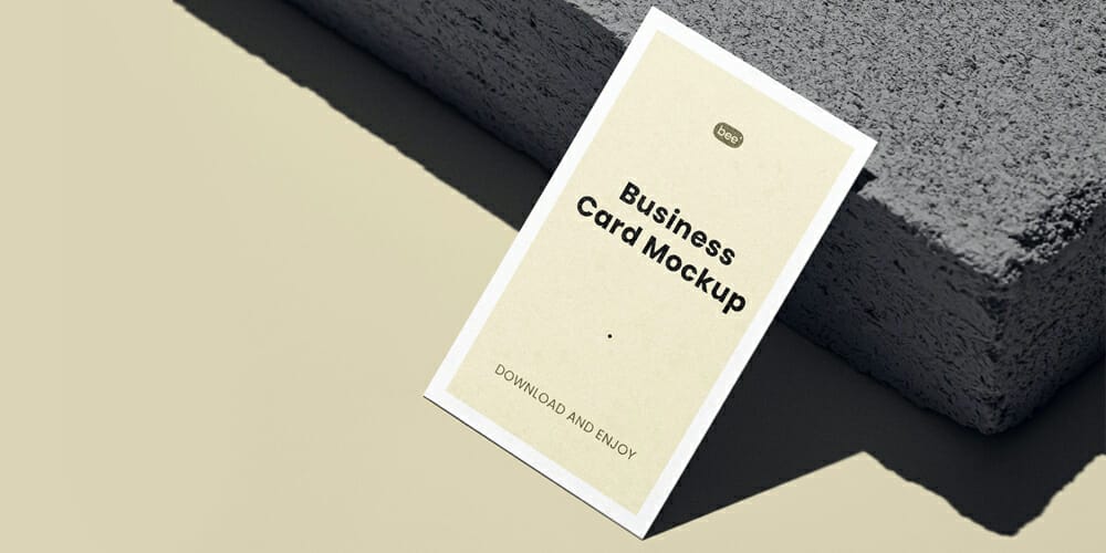 Perspective Business Card with Brick Mockup