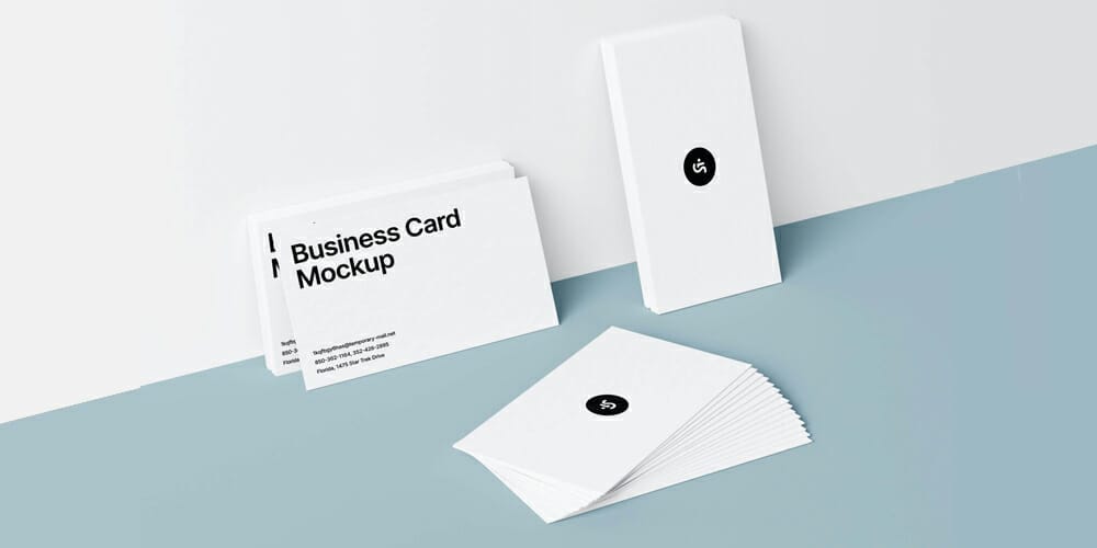 Photorealistic Business Cards Mockups Scene