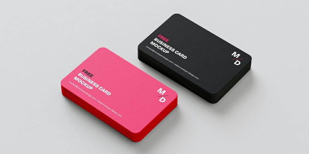 Rounded Business Cards Mockup