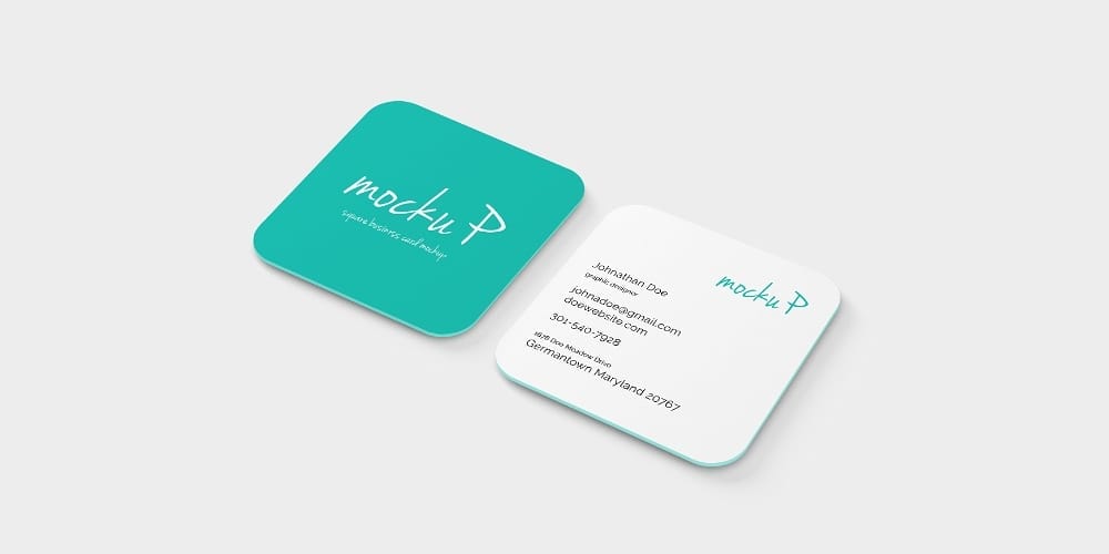 Rounded Corner Square Business Card Mockup PSD