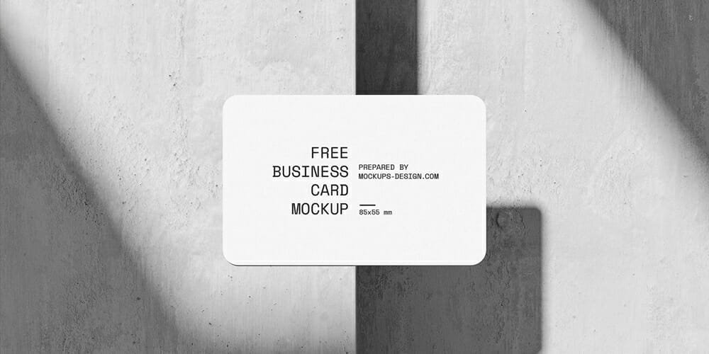 100+ Free Business Card Mockups PSD 27 Rounded business card on concrete mockup