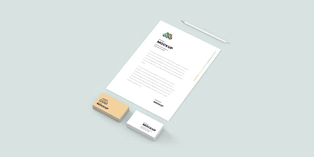 Simple Stationery with Paper and Business Card Mockup