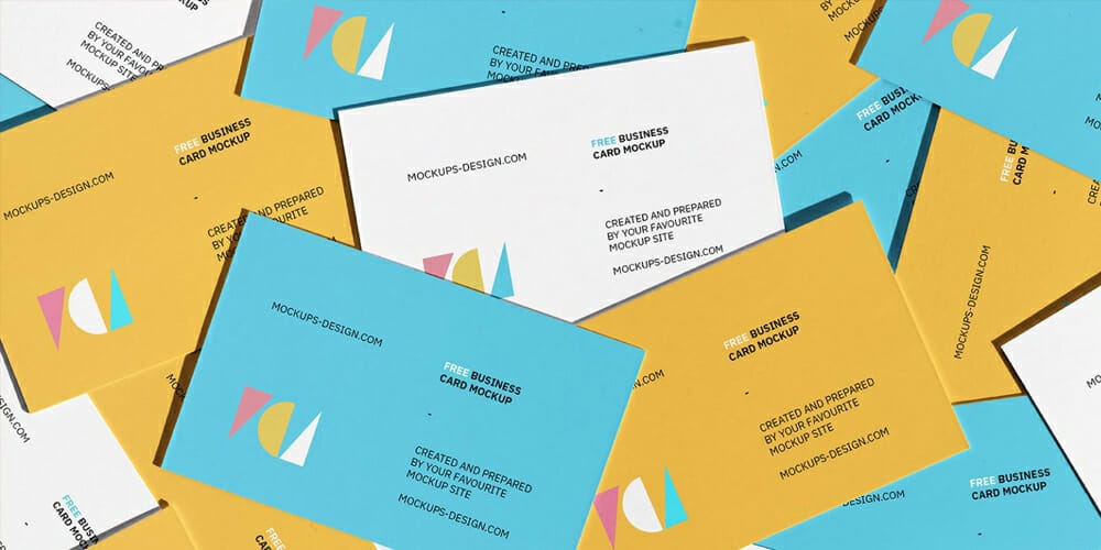 Simple scattered business card mockup