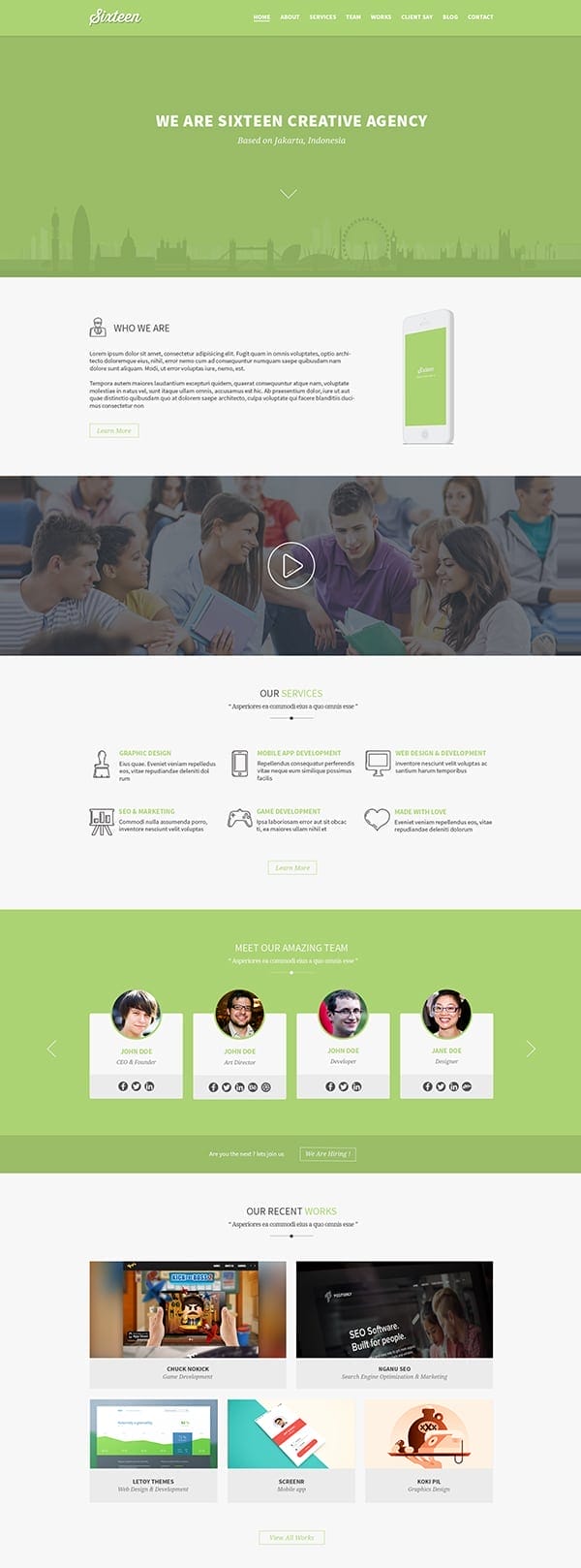 Sixteen Flat One Page Agency Template PSD