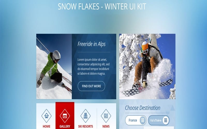 Snow Flakes Free UI Kit PSD 