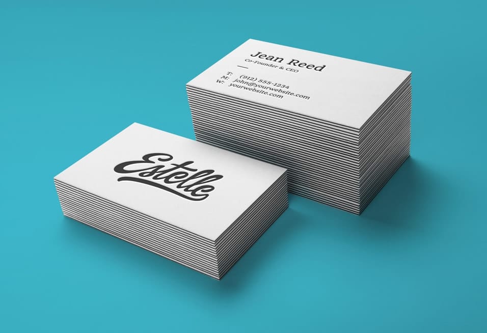 Stack Letterpress Business Cards MockUp PSD