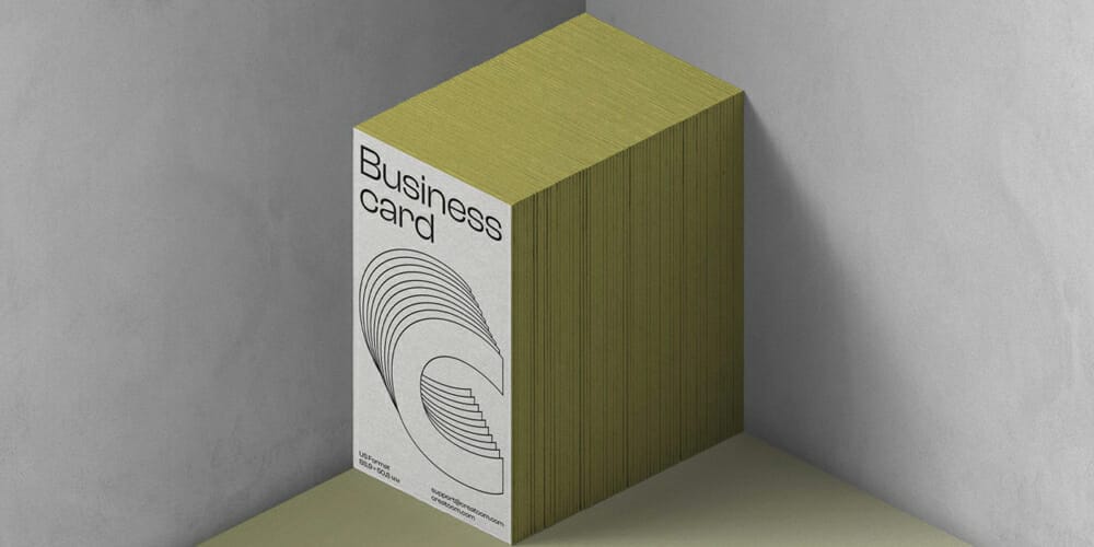  Stack Of Business Card Mockups In The Corner Isometric