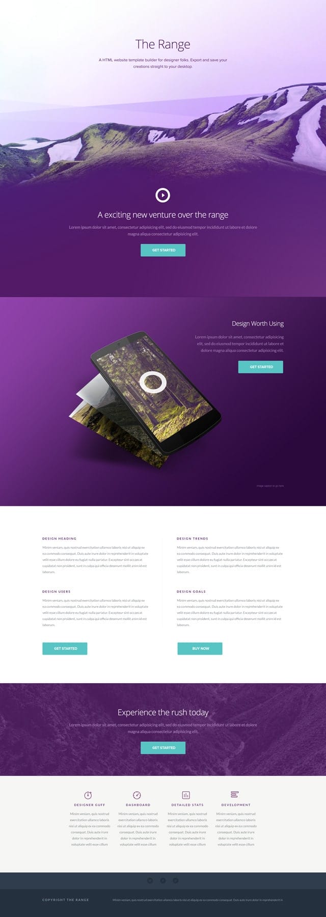 The Range Single Pager Website Template PSD