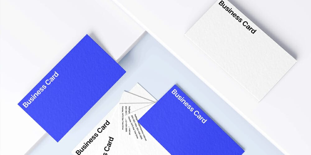 Top View Business Cards Mockup