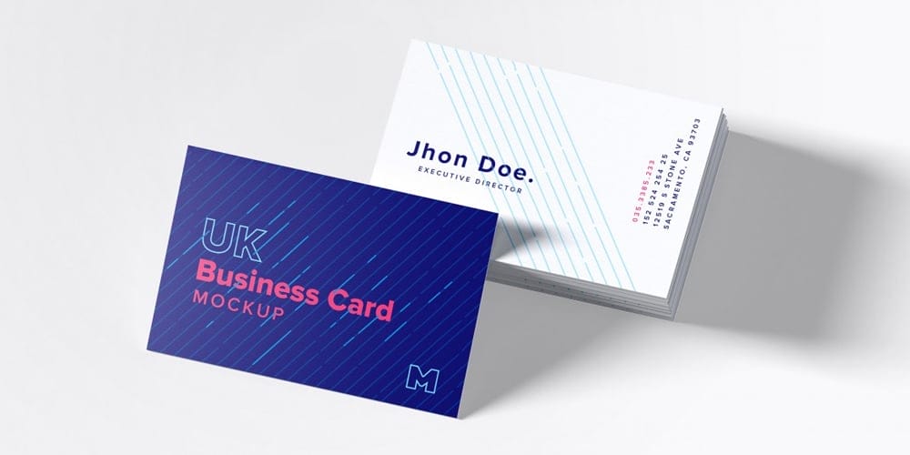 UK Business Cards Mockup PSD