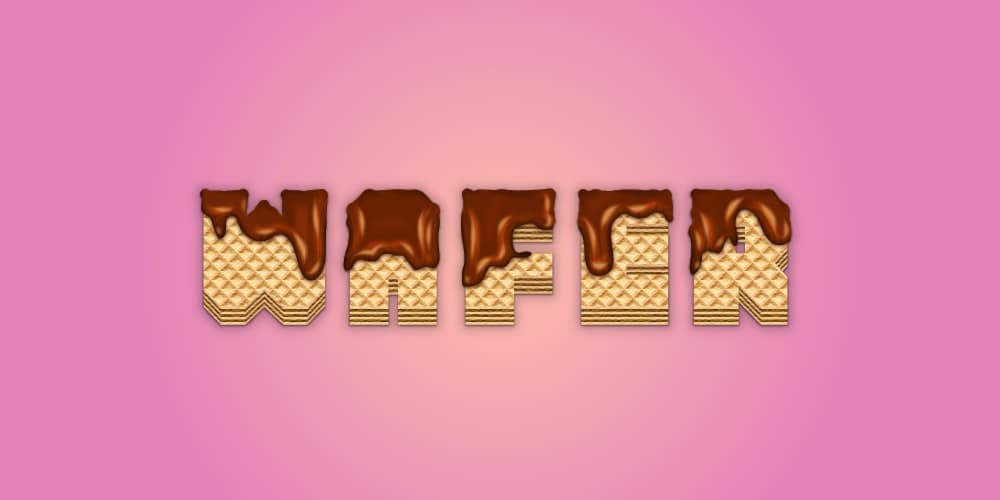Wafer Text Effect Covered With Melted Chocolate