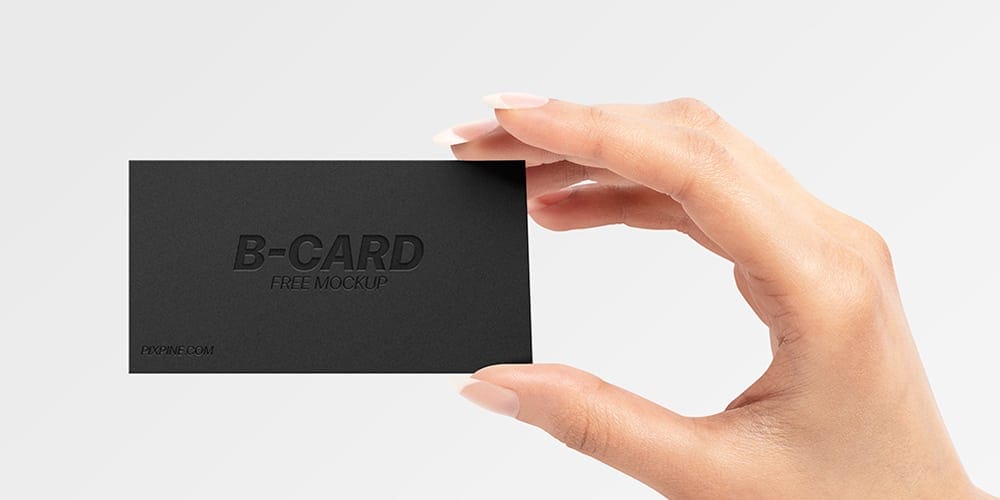 Woman's Hand Holding Business Card Mockup