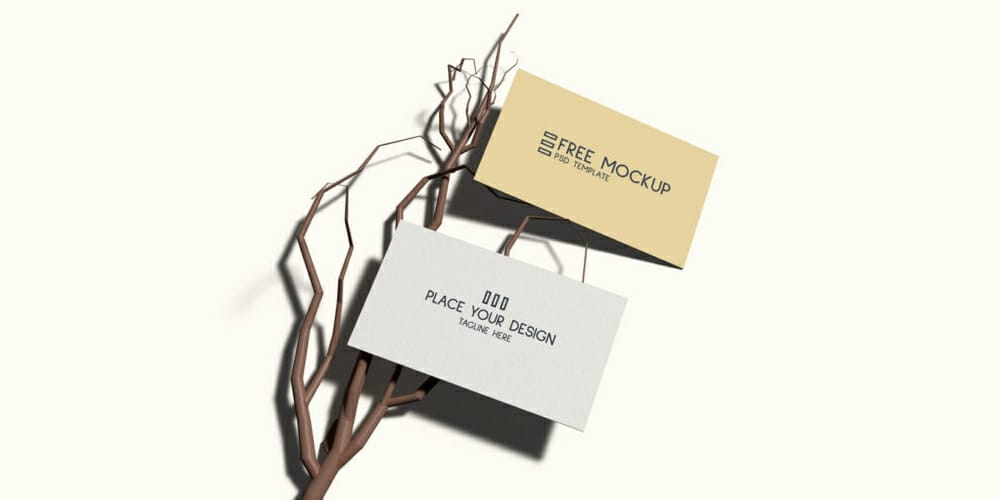 light yellow and white business card mockup
