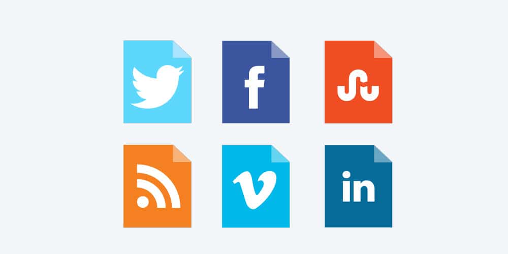 Corner Folded Social Media Vector Icon Set