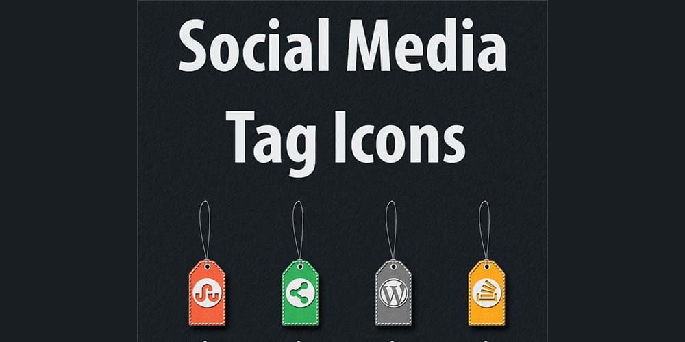 Free Stitched Social Media Tag Icons PSD