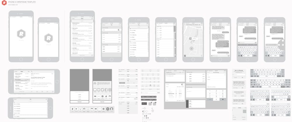 Free iPhone 6 Vector Wireframing Toolkit iOS 8