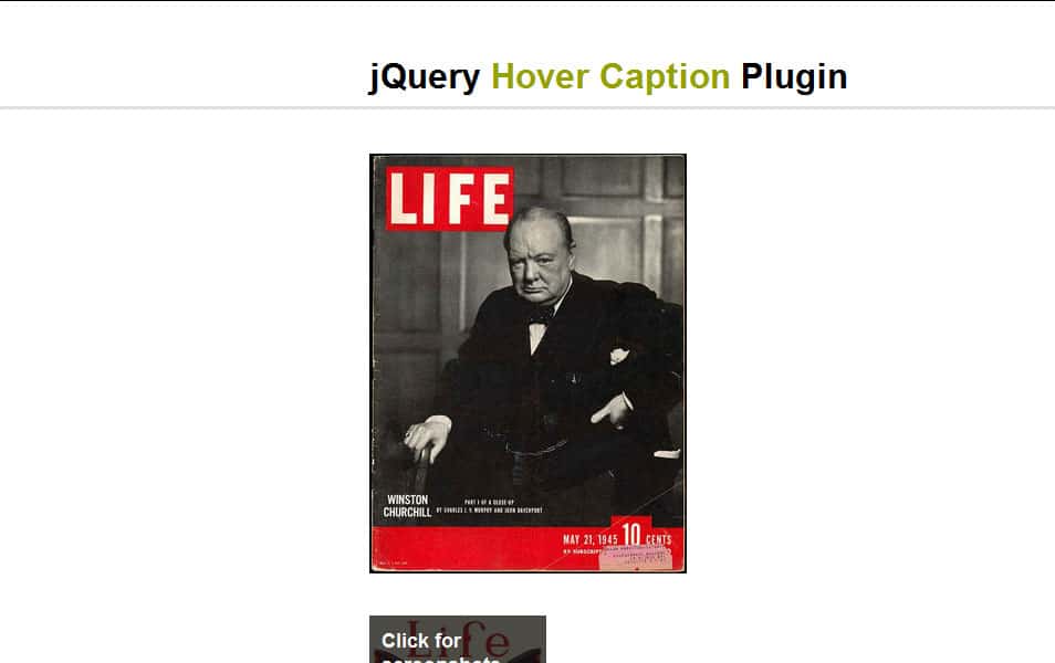JQuery hover caption plugin