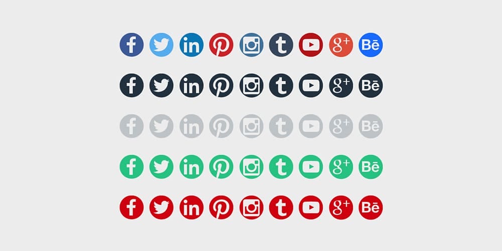 Round Social Media Icons PSD