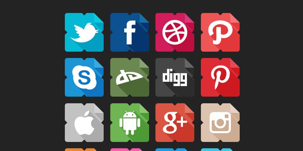 Sky Shadow Social Icons PSD