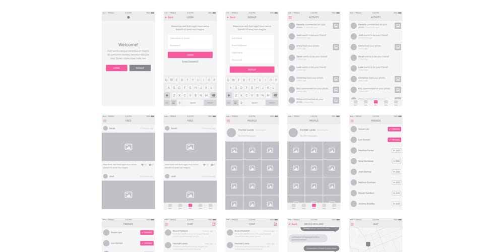 Snap UI iOS8 Wireframe Kit for Sketch App