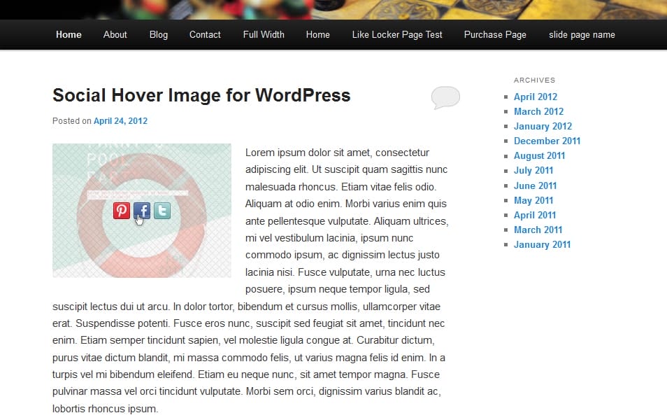 Social Image Hover for WordPress