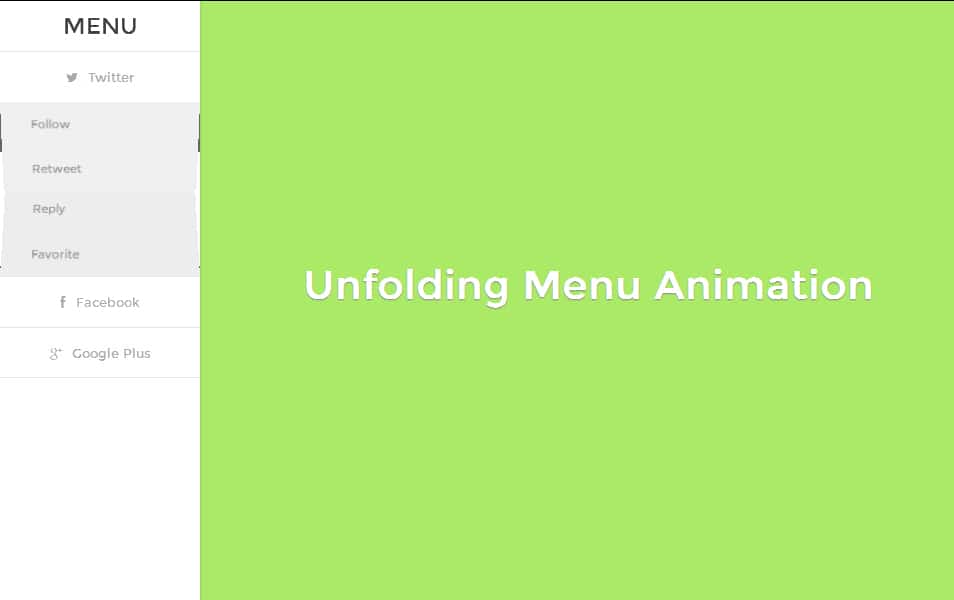Unfolding Menu Animation