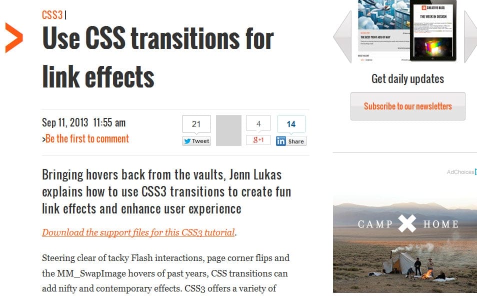 Use CSS transitions for link effects