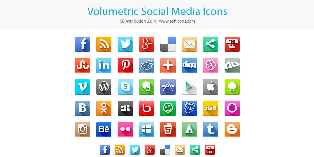 Volumetric Social Media Icons PSD