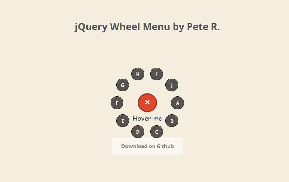 jQuery Wheel Menu