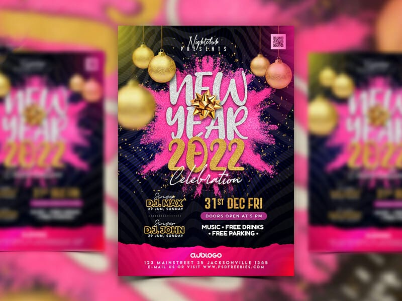2022 New Year Party Invitation Flyer