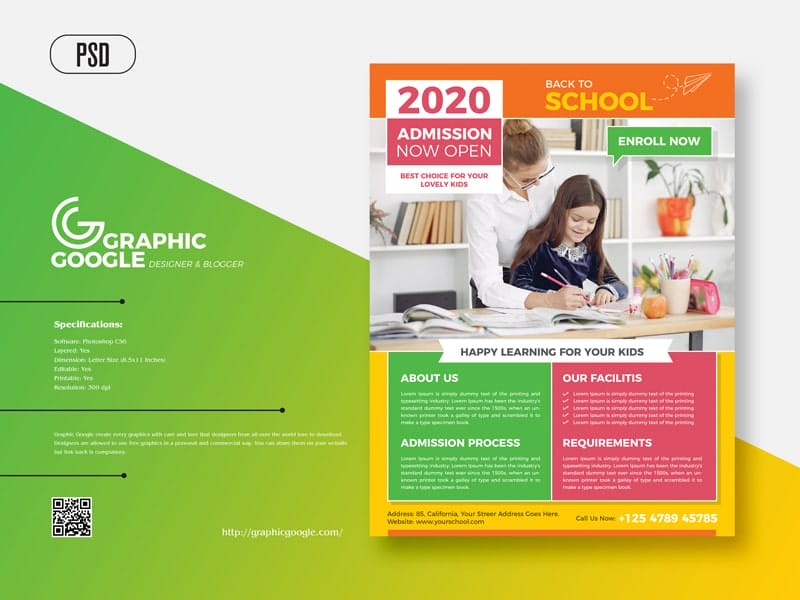 Admission Back To School Flyer Design Template