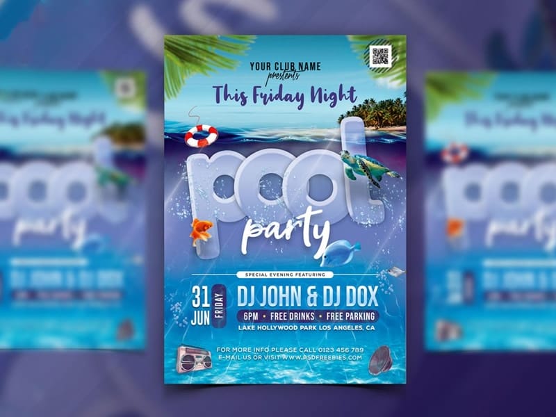 Beach and Pool Party Flyer