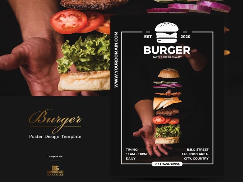 Burger Restaurant Poster Design Template