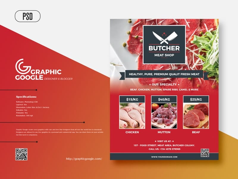 Butcher Shop Flyer Design Template