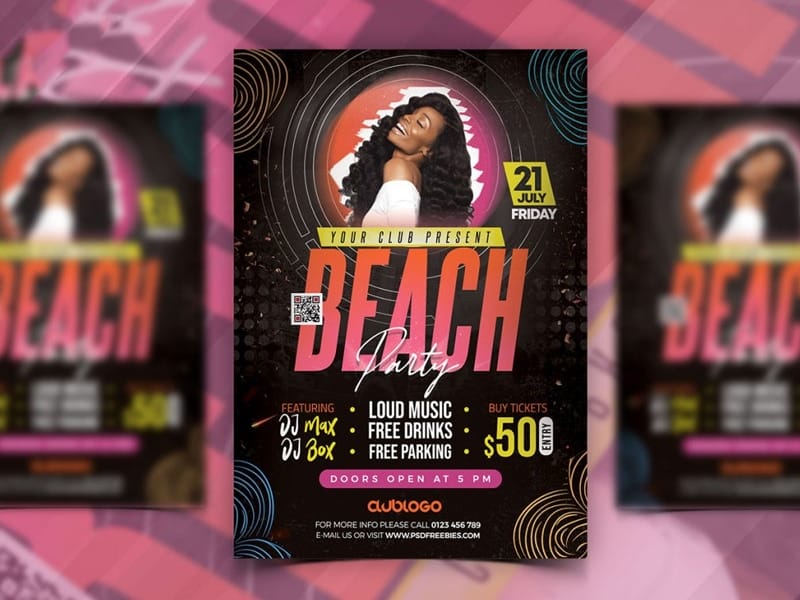 Colorful and Designer Beach Party Flyer