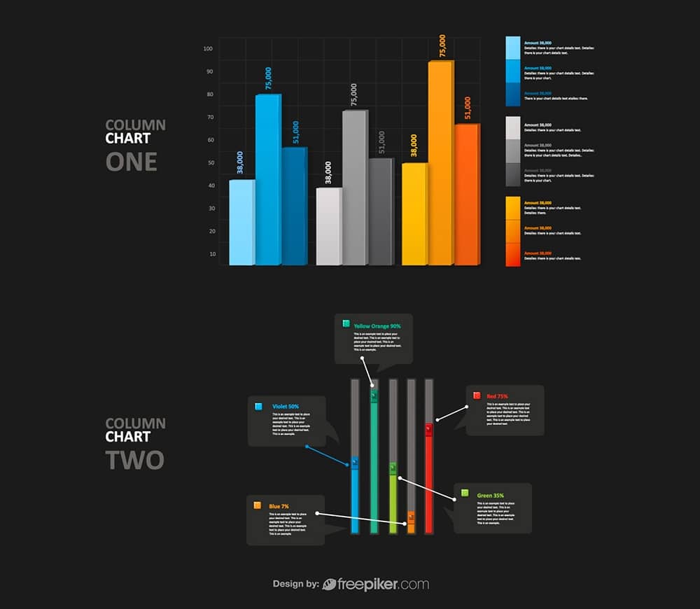 Column Chart  Infographic PSD