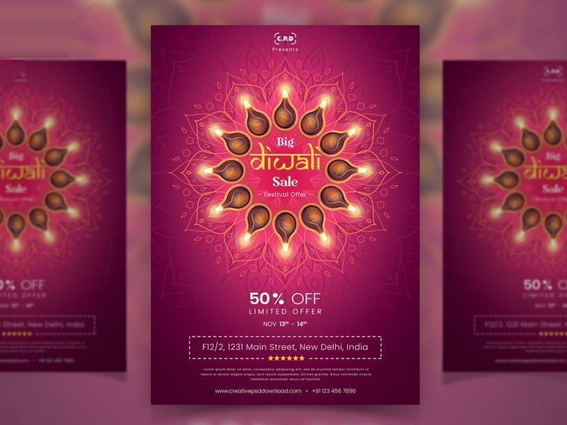 Diwali Sale Flyer PSD