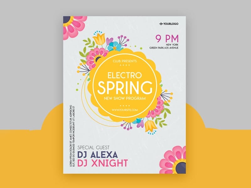 Electro Spring Party Flyer Template