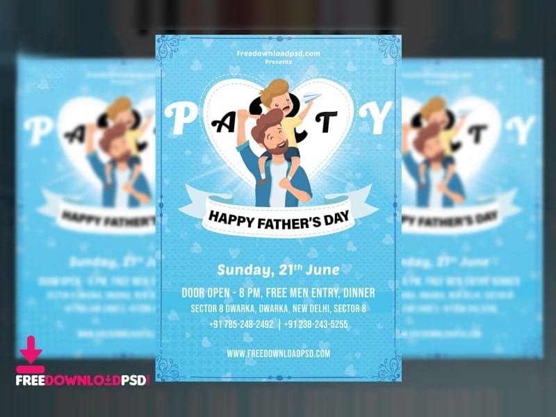 Fathers Day Party Flyer PSD