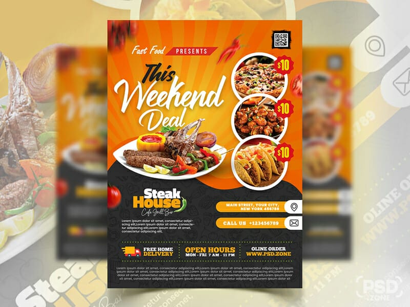 Food Menu and Restaurant Flyer Template