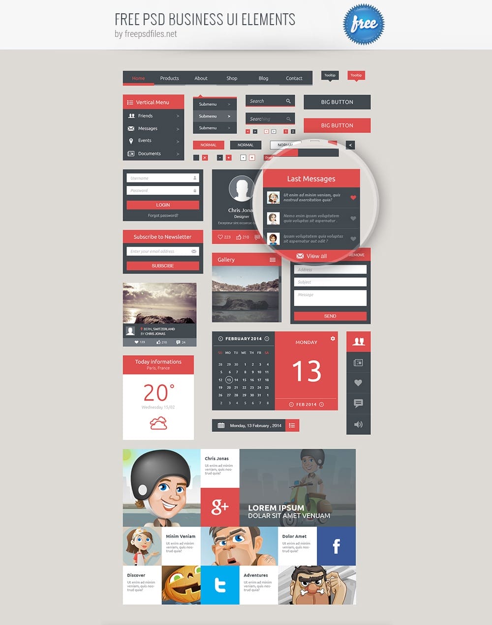Free Business UI Elements PSD